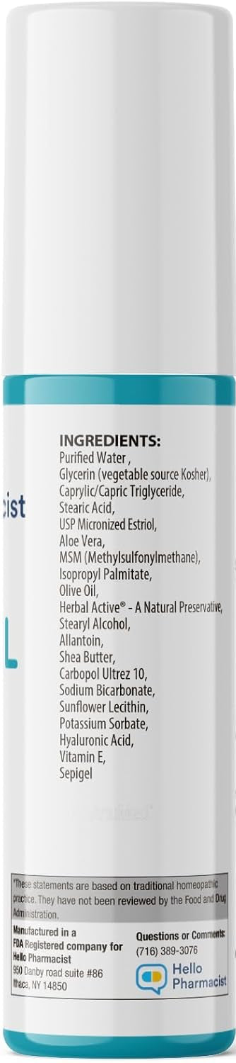 HelloPharmacist Estriol 5.0 Bioidentical Cream for Women – 3 oz