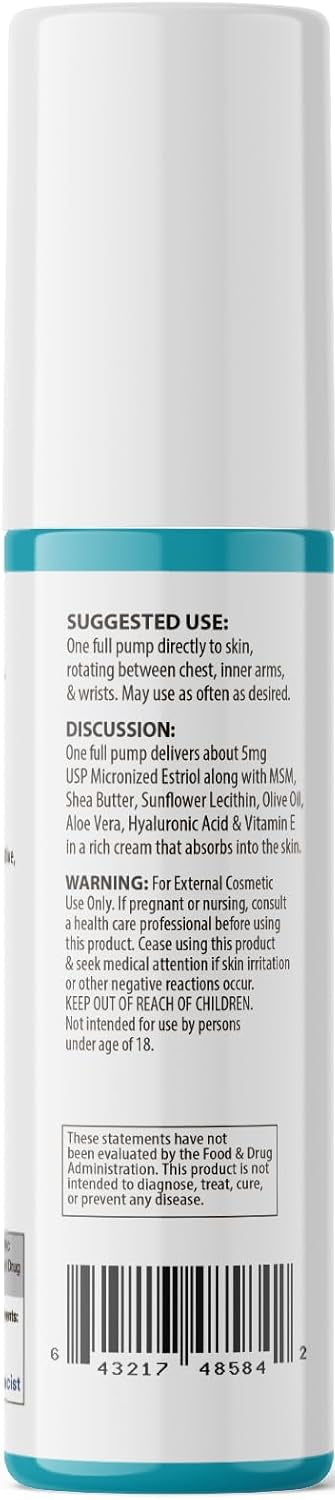 HelloPharmacist Estriol 5.0 Bioidentical Cream for Women – 3 oz