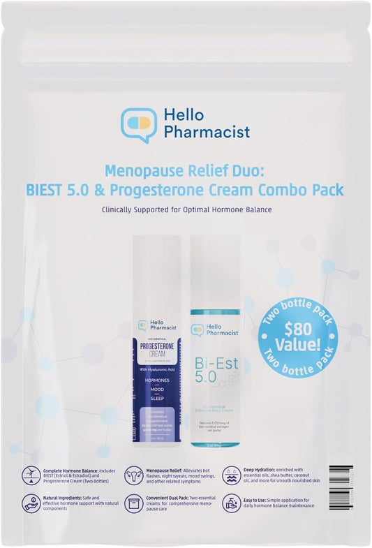 HelloPharmacist Biest 5.0 + Progesterone Bioidentical Cream Duo for Women