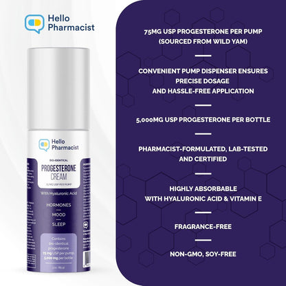 HelloPharmacist Bioidentical Progesterone Cream — 75mg Max Strength