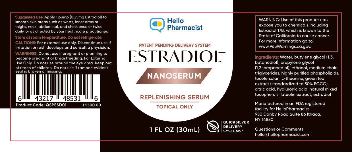 HelloPharmacist Bioidentical Estradiol Serum for Women — Nanoemulsified Topical