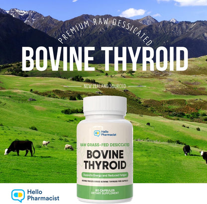 HelloPharmacist Raw Desiccated Bovine Thyroid — 300mg, 60 Capsules
