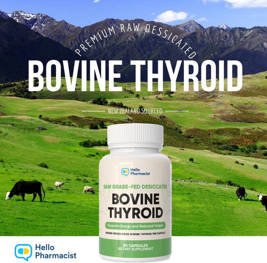 HelloPharmacist Raw Desiccated Bovine Thyroid — 300mg, 60 Capsules